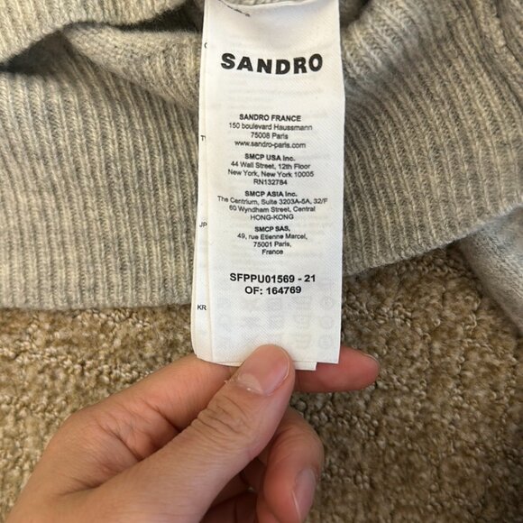 Sandro Paris Gray V-Neck Cropped Sweater - Picture 6 of 7